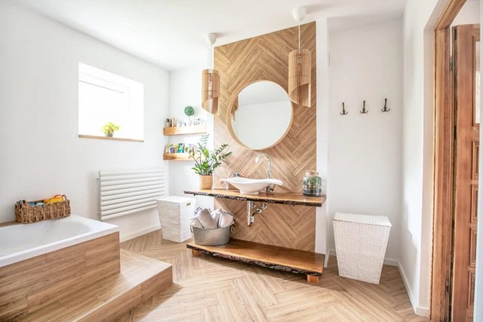 Badezimmer in Holzoptik