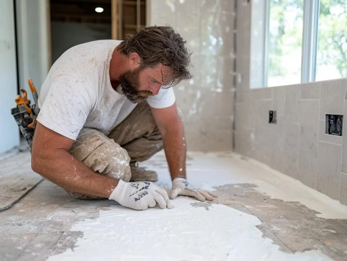 Handwerker bei der Badsanierung